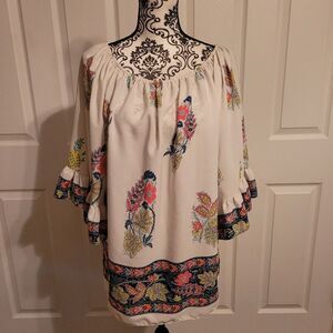 Yahada‎ boho neon floral top